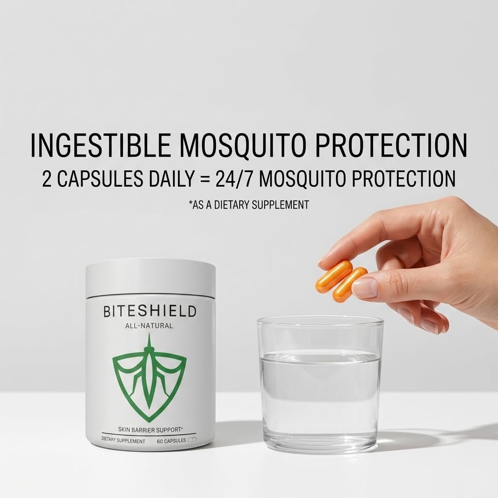 BITESHIELD Mosquito Repellent Capsules - Daily Ingestible Supplement, Plant-Based, 60 Capsules - görsel 3
