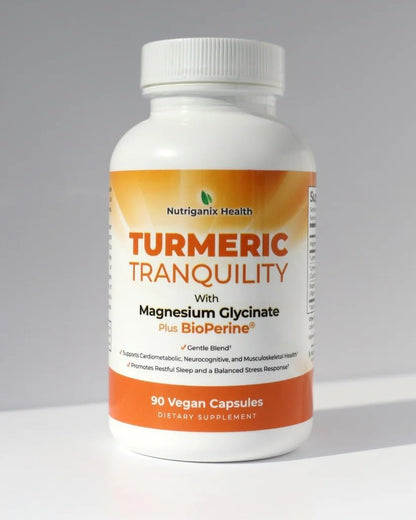 Turmeric Tranquillity Curcumin & Magnesium Glycinate with BioPerine – Support for Stress Relief, Sleep, Heart Health, Muscles, Metabolism, Joint Health – High Absorption – 540 Capsules (6 Pack)