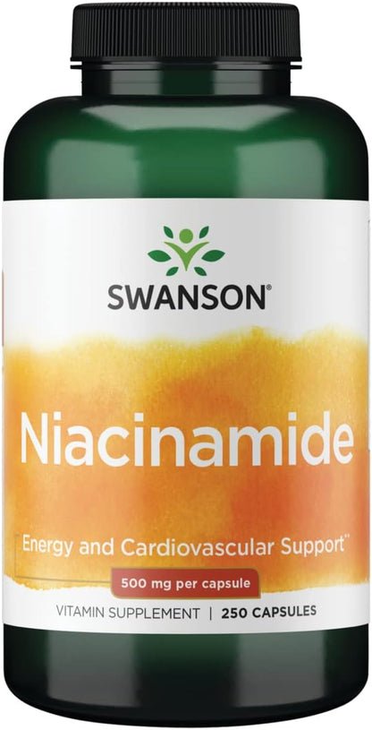 Swanson Niacinamide 500 mg Capsules – Vitamin B3 for Energy Metabolism and Joint Support