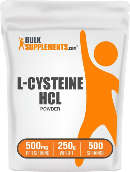 BulkSupplements.com L-Cysteine HCl Powder - Amino Acid Supplement - Gluten free, 500mg per Serve, 250g