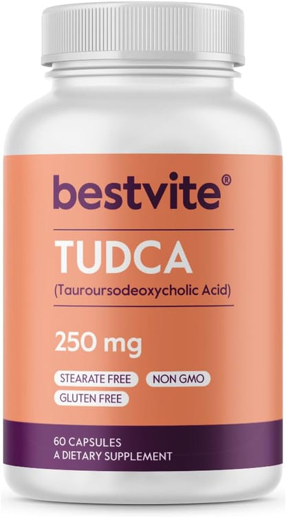 BESTVITE TUDCA 250mg (60 Capsules) (Tauroursodeoxycholic Acid) - No Stearates - Gluten free - Non-GM