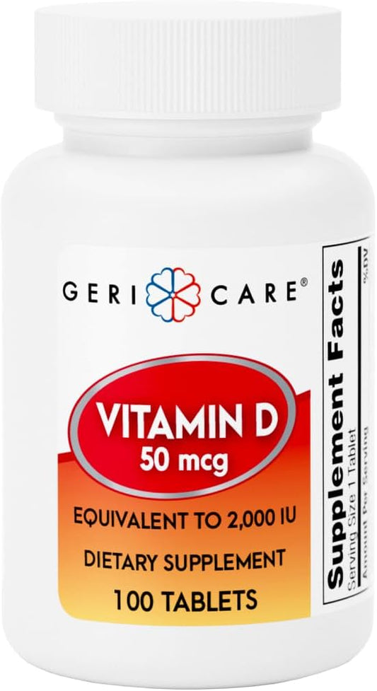 GeriCare Vitamin D 50 mcg (2000 IU) – 100 – Bone and Teeth Health: By boosting calcium absorption, vitamin D – Image 1