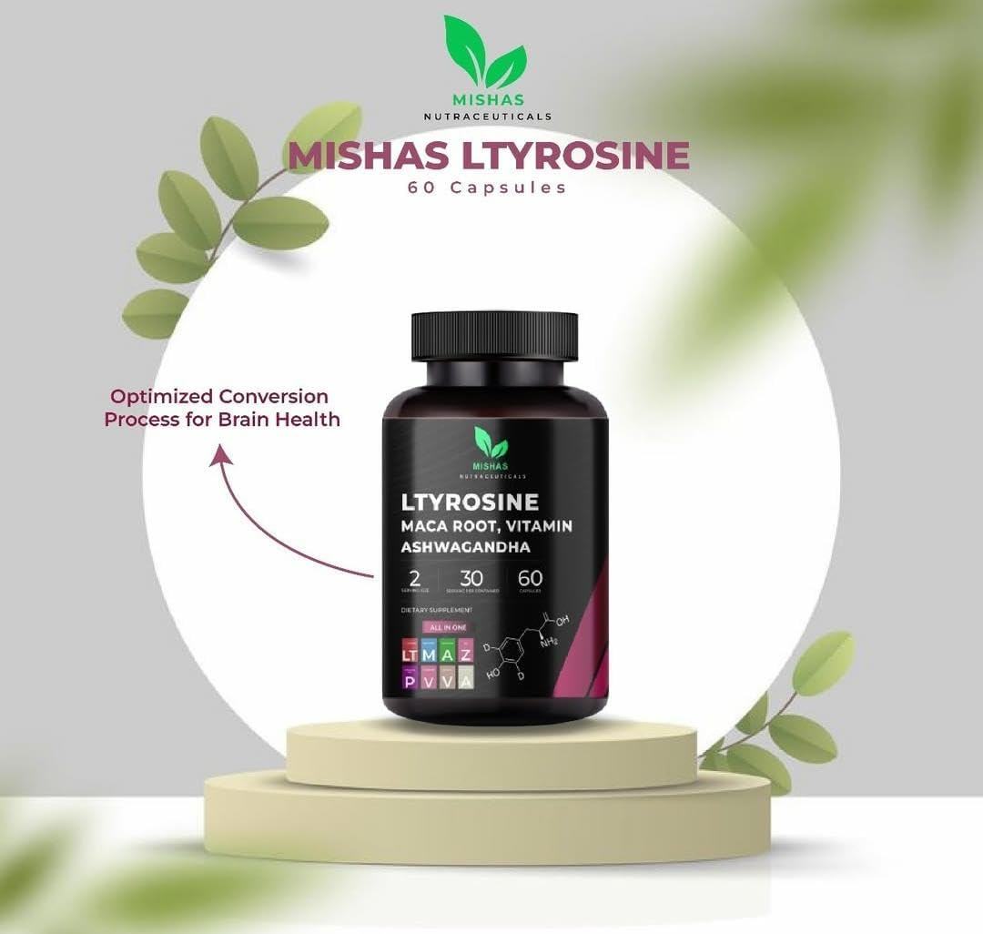 Mishas Nutraceuticals L-Tyrosine with Maca – Adaptogenic Stress Support: Ashwagandha is recognised for its ability – Image 3