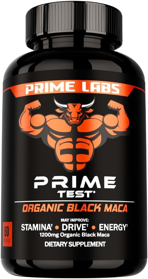 Prime Labs Organic Black Maca Root Capsules 1,200mg - Stamina, Drive, Energy, Vitality - Peruvian 20:1 Extract - for Men & – Image 1