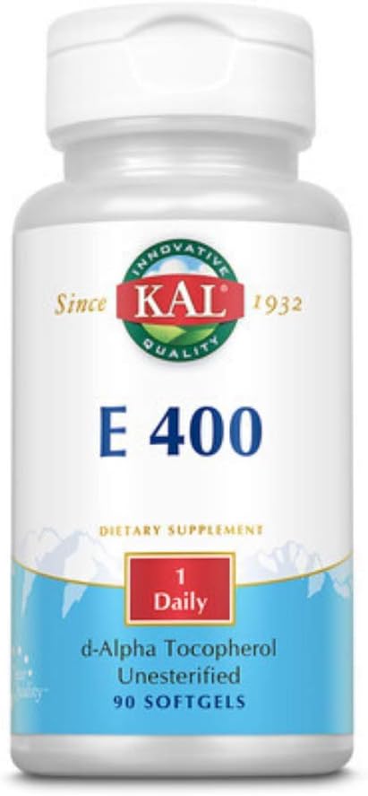 KAL E-400 D-Alpha Tocopherol 400 IU Natural Vitamin E Softgels, 90 Softgels - görsel 1