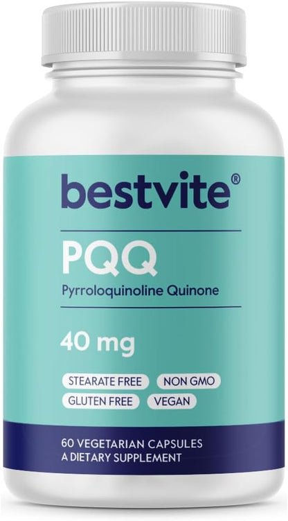 BESTVITE PQQ 40mg (Pyrroloquinoline Quinone) – 120 Vegetarian Capsules – Mitochondrial Support