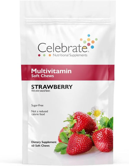 Celebrate Vitamins Bariatric Multivitamin Soft Chews - Essential Vitamins & Minerals, Sugar & Gluten free - Gastric Bypass & Sleeve Gastrectomy Supplement - Cherry (180ct)