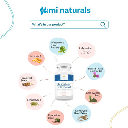 Kimi Naturals Butt Enhancer Pills - Natural Bum Builder for Bigger Buttocks and Curves - 60 Capsules