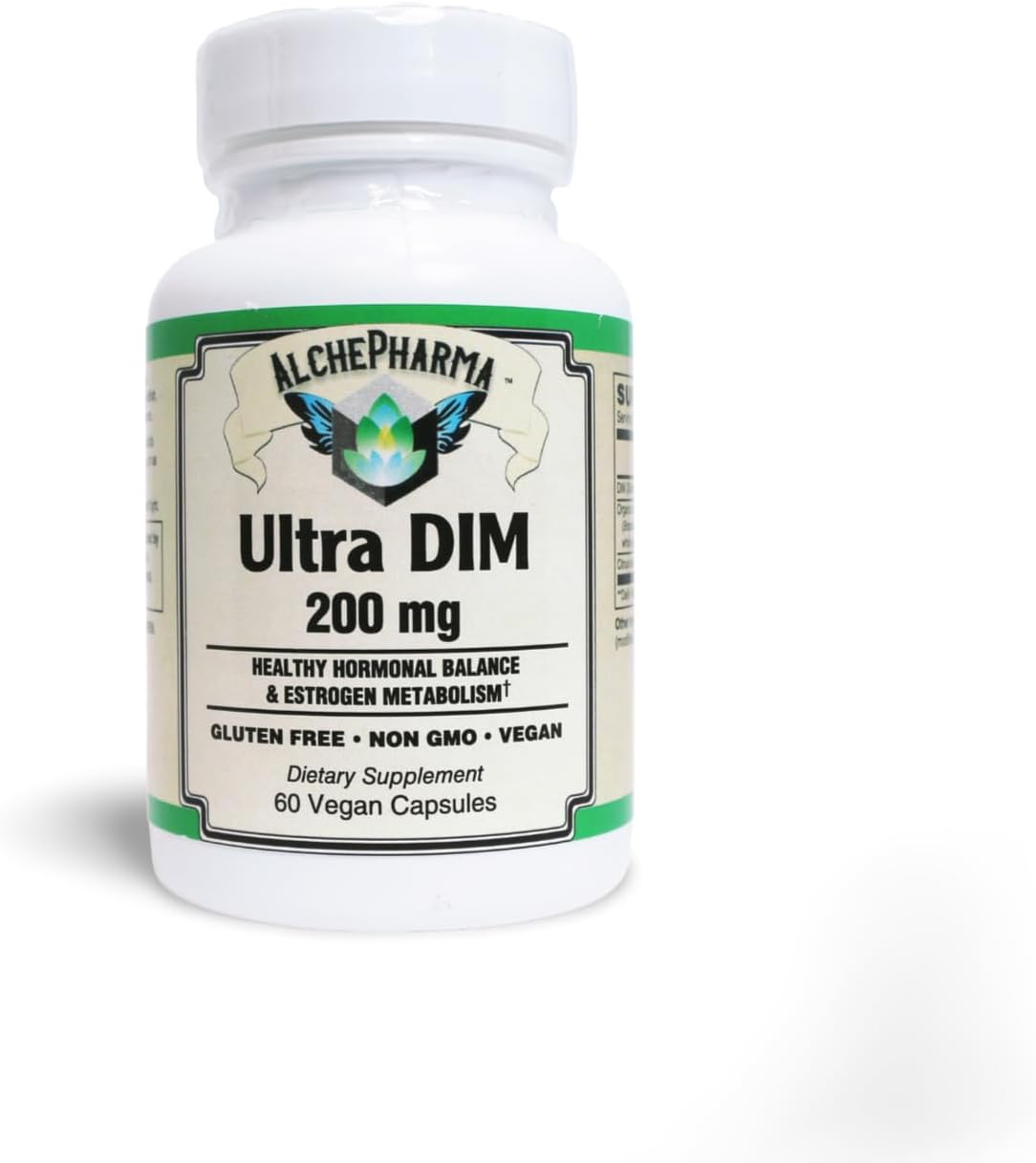 AlchePharma Ultra DIM 200mg – Hormone Balance Supplement with Broccoli Extract, Vegan Capsules - görsel 1