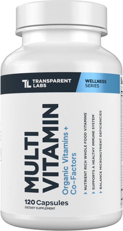 Transparent Labs Daily Multivitamin for Women's – Wholefood-Based, Vegan, Organic – 120 Capsules