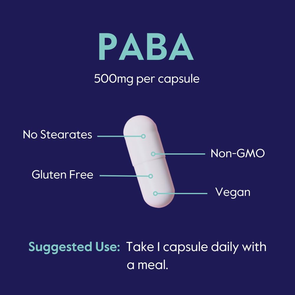 BESTVITE PABA 500mg (120 Vegetarian Capsules) - para-Aminobenzoic Acid - görsel 6