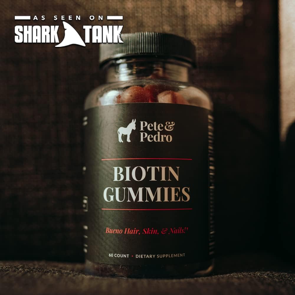 Pete & Pedro Biotin Gummies for Hair, Skin and Nails – 5000mcg Cherry Flavour, 60 Count - görsel 4