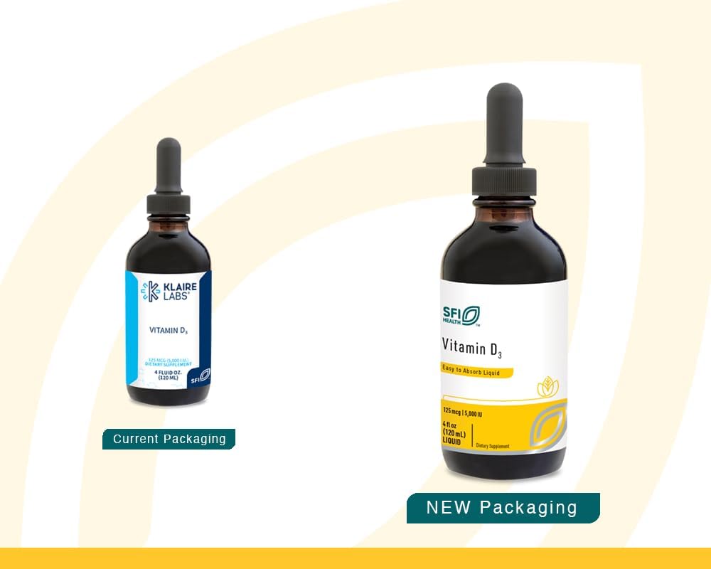 Klaire Labs Vitamin D3 Liquid Drops - High Potency 5000 IU in MCT Oil, 120 mL - görsel 2