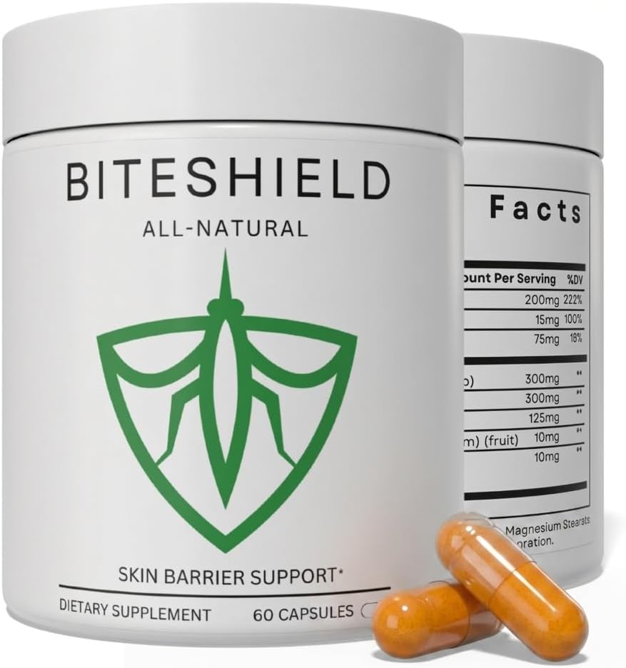 BITESHIELD Mosquito Repellent Capsules - Daily Ingestible Supplement, Plant-Based, 60 Capsules - görsel 1