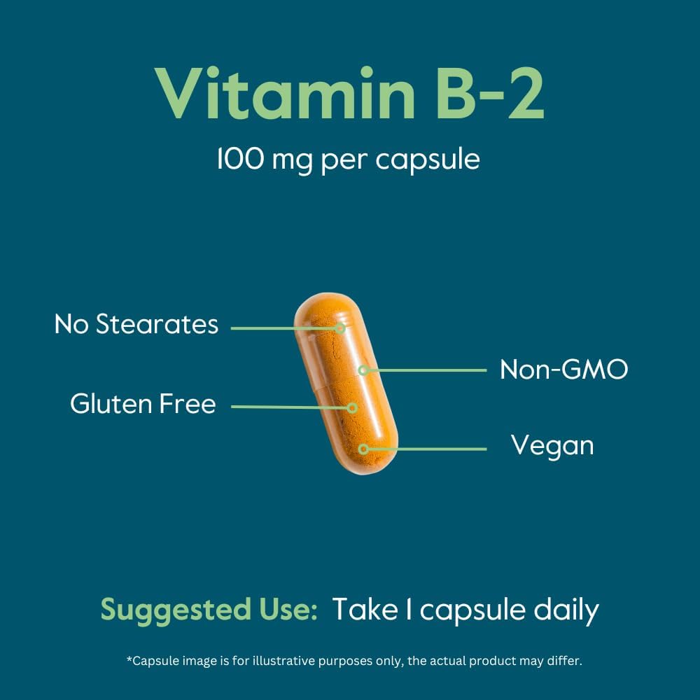 BESTVITE Vitamin B-2 (Riboflavin) 100mg - 240 Vegetarian Capsules - görsel 5