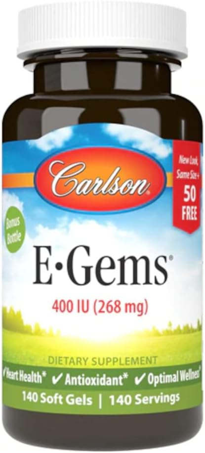 Carlson E-GEMS - Natural Vitamin E - 400 IU - 140 Softgels - görsel 1