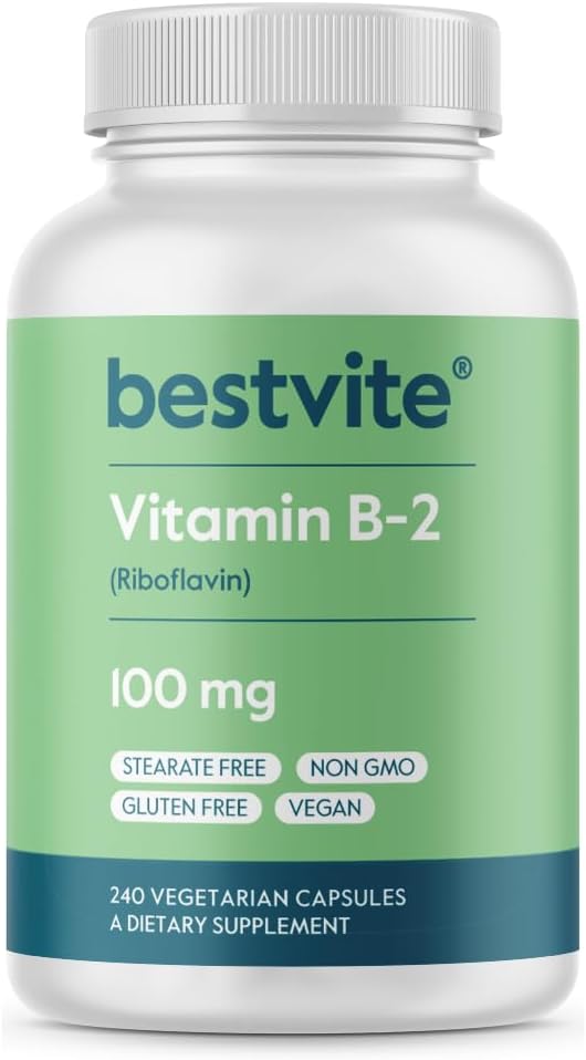 BESTVITE Vitamin B-2 (Riboflavin) 100mg - 240 Vegetarian Capsules - görsel 1