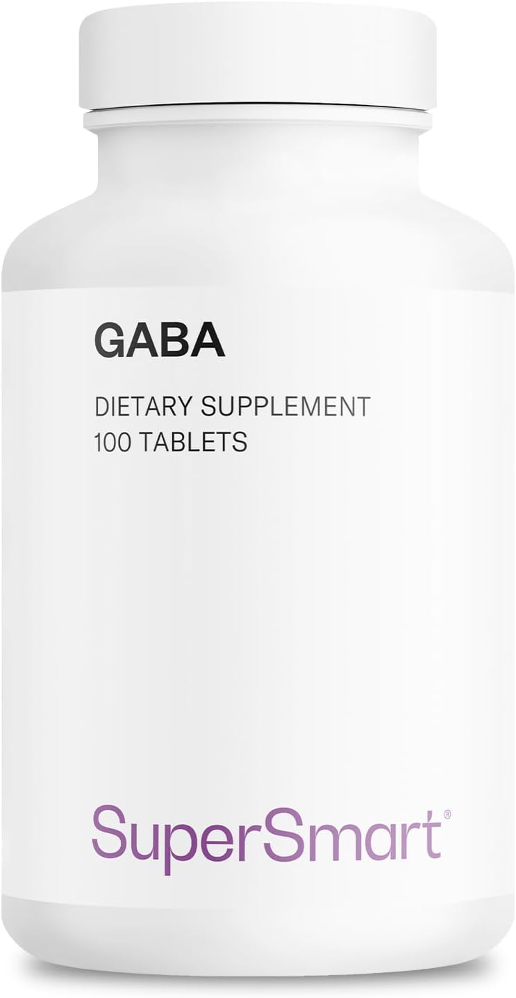 Supersmart - GABA 750mg per Day (High Strength) - Gamma-Amino Butyric Acid GABA Supplement | Non-GM & Gluten free - 100 Tablets - görsel 1