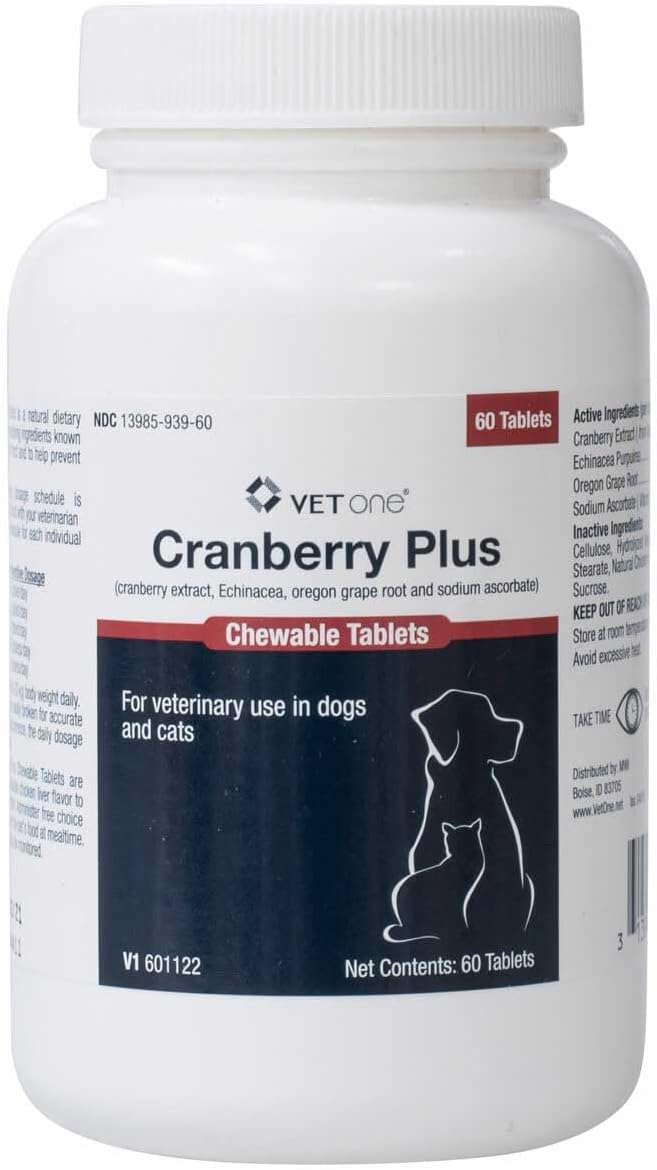 Vet One Cranberry Plus for Dogs & Cats - Urinary Tract & Bladder Support - 60 Chewable Tablets - görsel 1