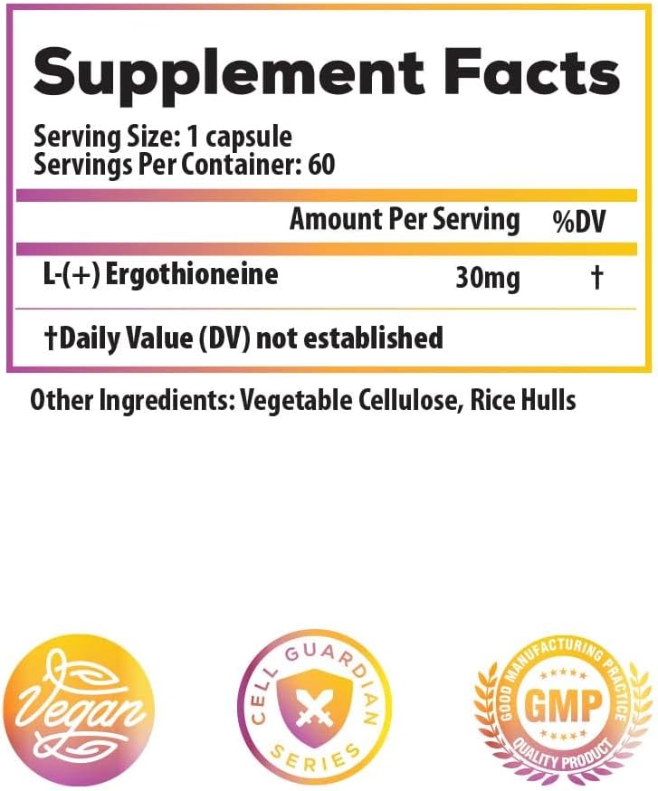 Fermentation Derived L-Ergothioneine 30mg – – Brain Health: May protect neurons and support mental clarity. – Image 2