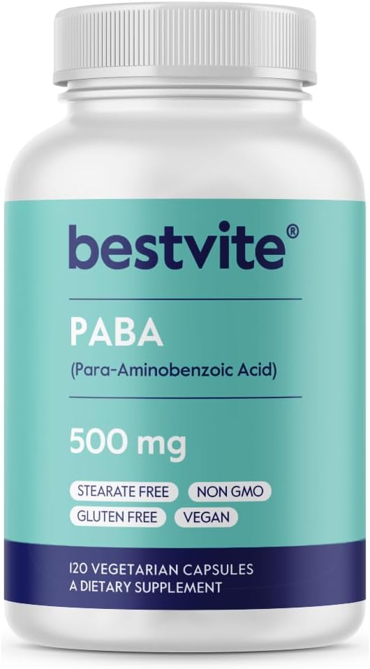 BESTVITE PABA 500mg (120 Vegetarian Capsules) - para-Aminobenzoic Acid - görsel 1