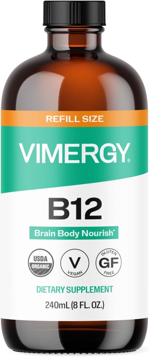 Vimergy Liquid B12 – Fast-Absorbing Organic – Fast-absorbing liquid formula with organic flax glycerine – Image 1