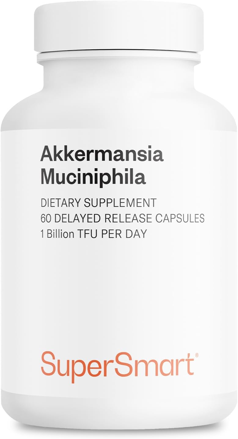 Supersmart Akkermansia Muciniphila 1 Billion TFU per Day - Pasteurised Probiotic - Enhanced Absorption - Postbiotic Supplement - Non-GM & Gluten free - 60 Delayed Release Capsules - görsel 1