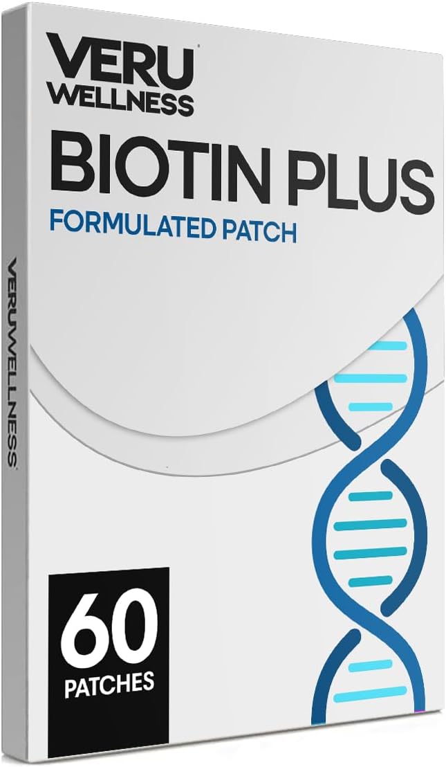 Veru Wellbeing Biotin Plus Daily Patch - B7 & Collagen Transdermal Patch (60 Day Supply) - görsel 1
