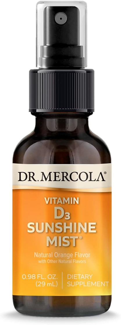 Dr. Mercola Vitamin D3 Sunshine Mist - Supports Immune & Joint Health - 5000 IU per Serving - Non-GM, Gluten free & Soy-Free - 0.98 fl oz (38 Servings)