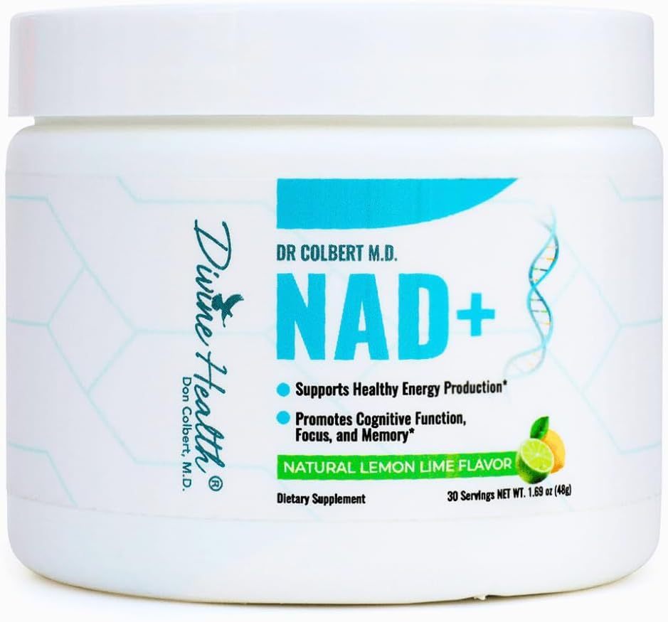 Dr. Colbert, MD NAD+ Powder | Lemon-Lime Flavour | by Divine Health | Energy Boost Formula | Nicotinamide Riboside Chloride – Image 1