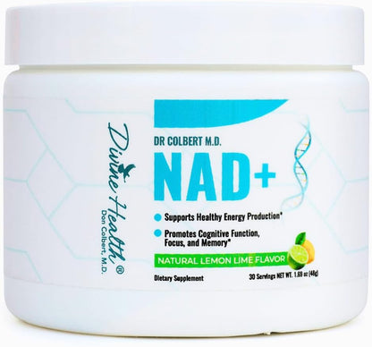Dr. Colbert, MD NAD+ Powder | Lemon-Lime Flavour | by Divine Health | Energy Boost Formula | Nicotinamide Riboside Chloride – Image 1