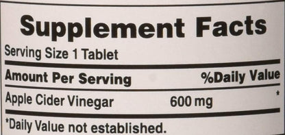 Puritan's Pride Apple Cider Vinegar 600 mg, Vegetarian Dietary Supplement, 200 Tablets – Image 4