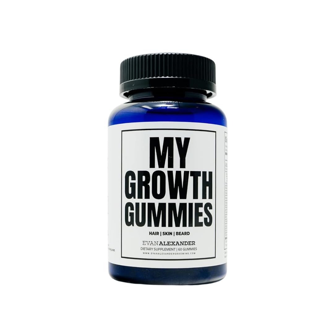 Evan Alexander Grooming My Growth Gummies - Healthy Hair & Beard Growth Support - Strawberry & Coconut Flavour - 60 Gummies - görsel 1