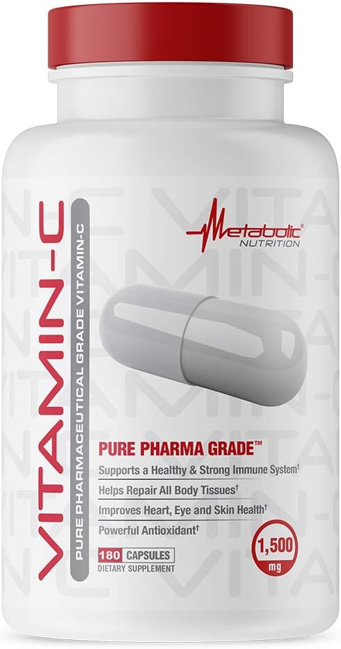 Metabolic Nutrition Vitamin C, 1500mg, Pure Pharma Grade, High Absorption Ascorbic Acid Capsules (90 Caps) - görsel 5