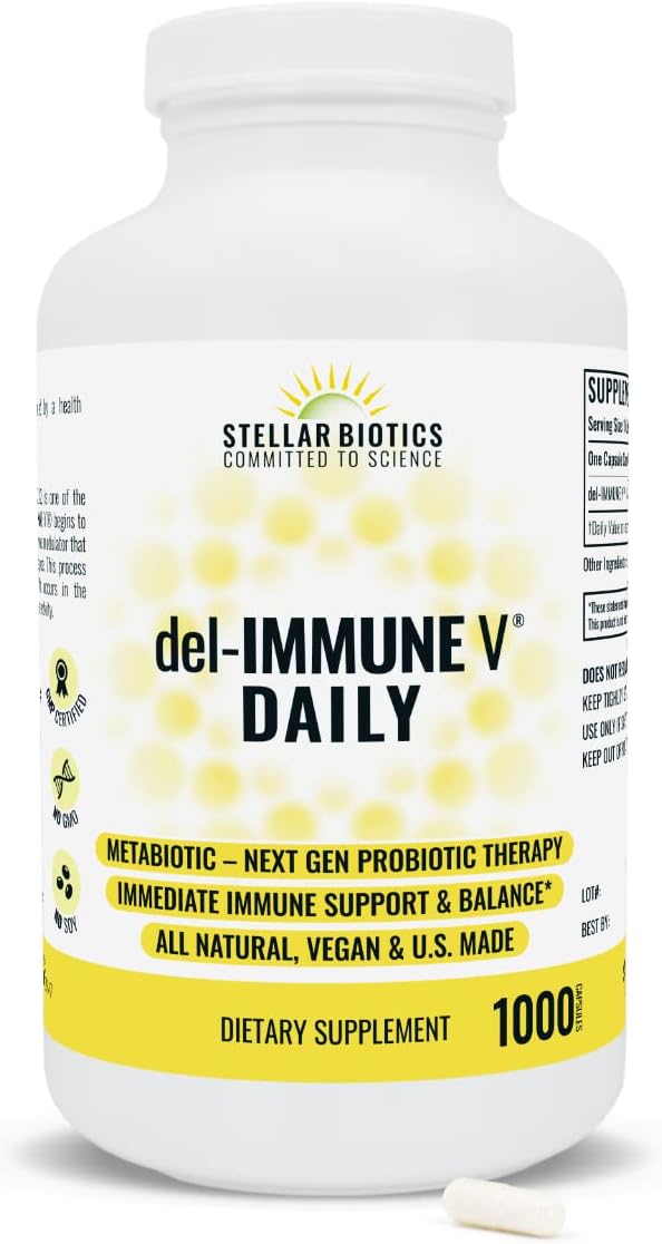 Del-Immune V Daily - All-Natural Immune Support & Gut Health Metabiotic (1000 Capsules) - görsel 1