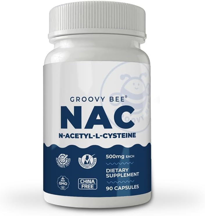 GROOVY BEE® NAC (N-Acetyl-L-Cysteine) 500mg, 90 Capsules – Image 1