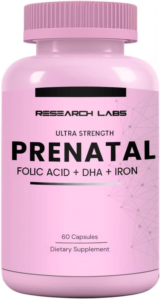 Research Labs Prenatal Vitamins: Methylated Folate, DHA & 17 Nutrients – Image 1