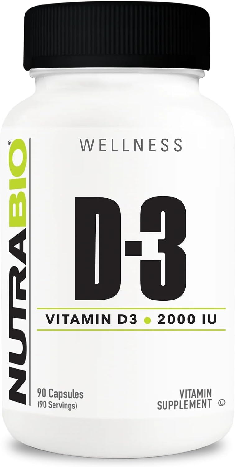NutraBio Vitamin D (2000 IU), Immune Support - 90 Vegetable Capsules - görsel 1