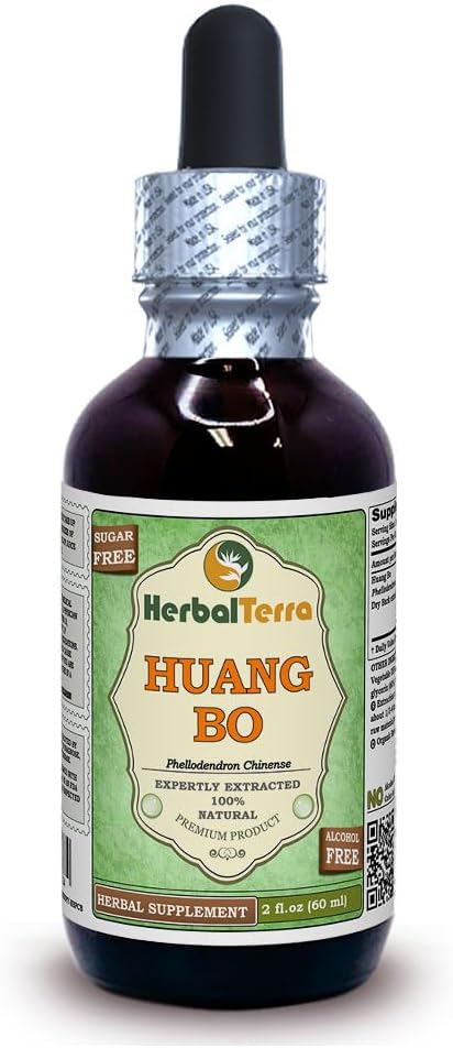 HerbalTerra Huang Bo (Phellodendron Chinense) Glycerite - Alcohol-Free Liquid Extract, 5x60 mL