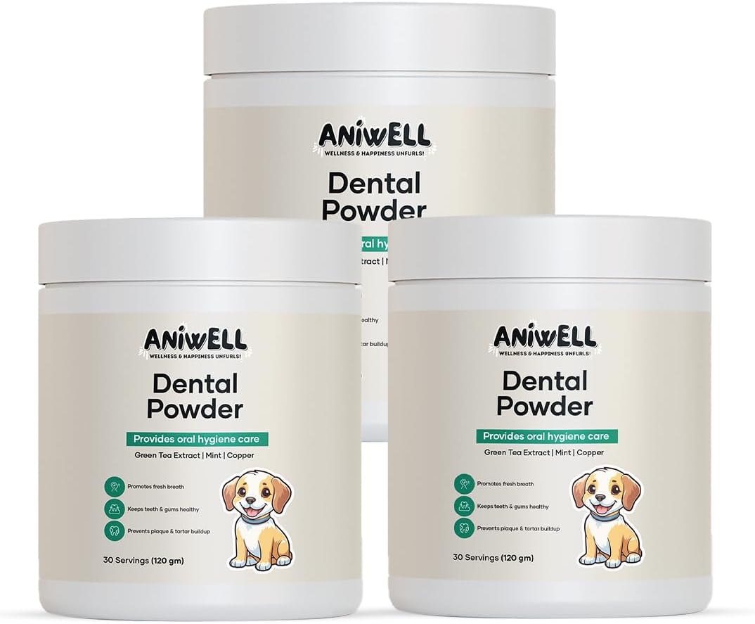 Aniwell Dog Dental Powder - Powered by Herbal Extracts for Fresh Breath and Dental Support (Pack of 3) - görsel 1