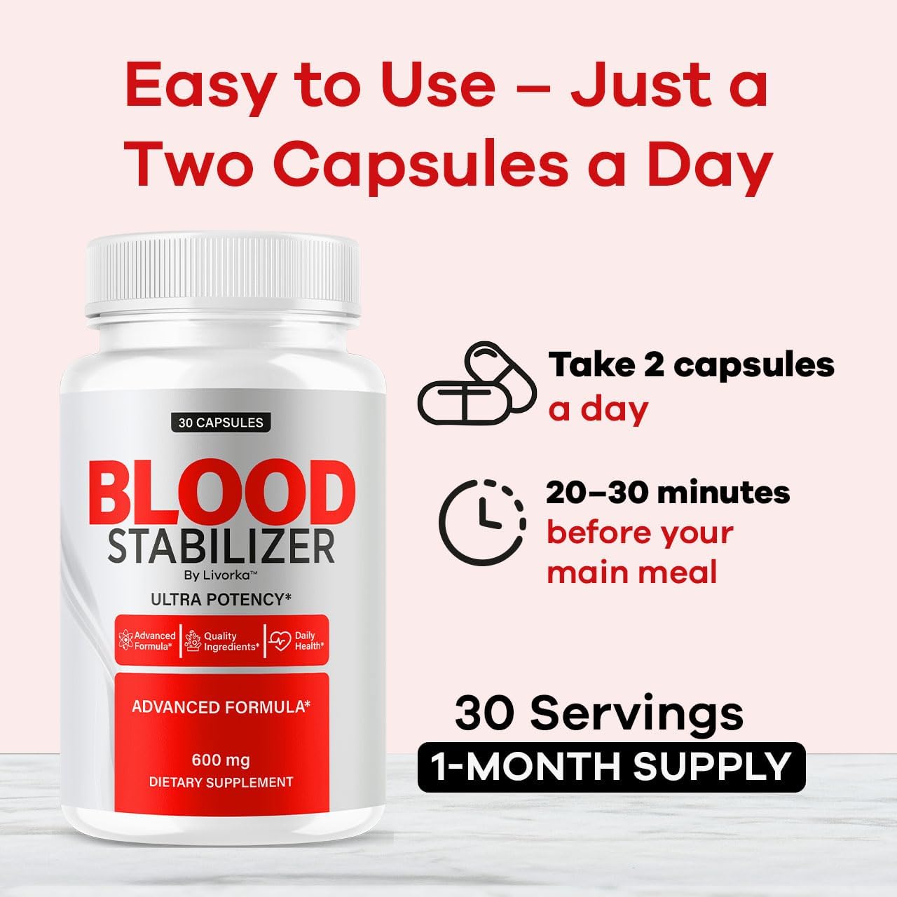 (3 Pack) Blood Stabiliser Supplement - Original Blood Stabiliser Advanced Blood Formula Capsules, BloodStabiliser All Nature's Pills - Maximum Strength, Premium Vitamin, 90 Capsules for 3 Months - görsel 4