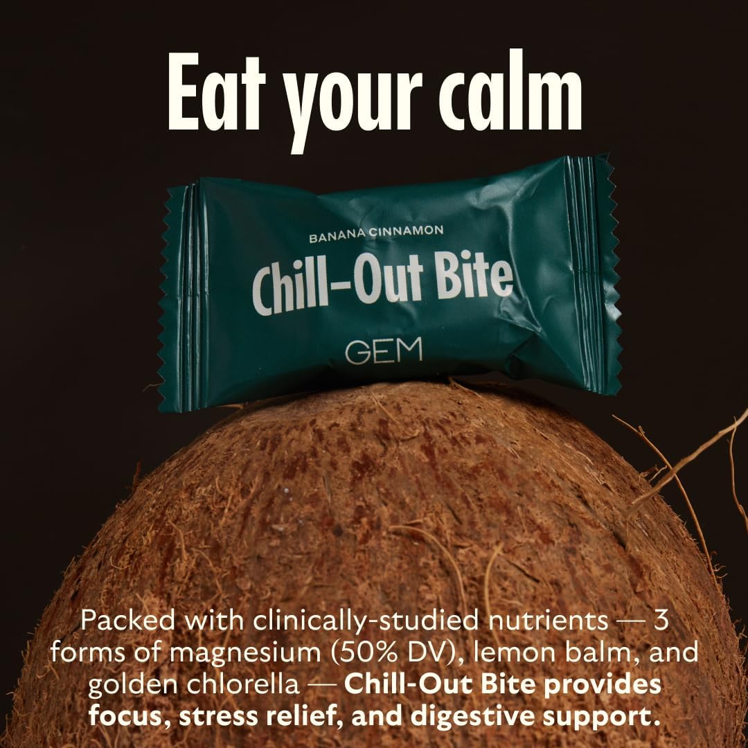 GEM Calm Bite - Banana Cinnamon | Magnesium L-Threonate, Golden Chlorella, Lemon Balm | Supports Calm Mind & Clarity | 7 Count - görsel 7