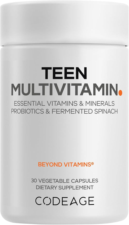 Codeage Teen Multivitamin - Vegan Multivitamins for Teenage Boys and Girls with Vitamins A, C, D3, B12, Folate, Zinc, Iron, – Image 1