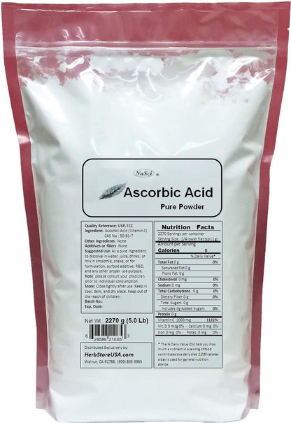 Ascorbic Acid Vitamin C Pure Powder - USP & FCC Quality (2270 g)