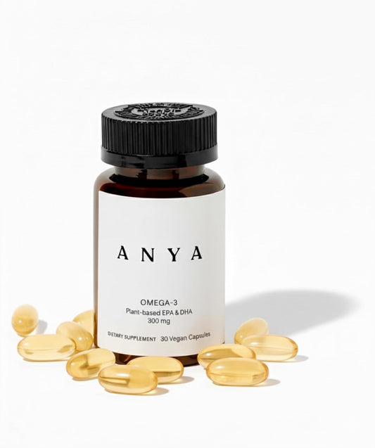 ANYA Omega 3 with 300mg DHA and EPA - Vegan Prenatal Postnatal Supplement for Breast-feeding and Lactation Support – Image 1