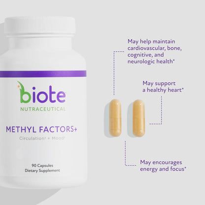 Biote Nutraceuticals - Methyl Factors+ - Circulation + Mood (90 Capsules)