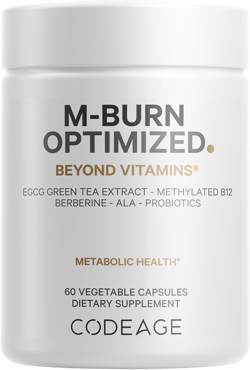Codeage M-Burn Optimised Supplement - Decaffeinated Green Tea (50% EGCG), Berberine, Akkermansia Probiotic, Vitamin B12 - 60 – Image 1