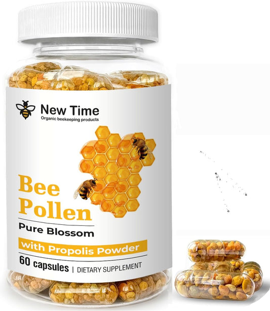 Bee Pollen Capsules with Propolis – Organic – Organic Bee Pollen: Often called nature's multivitamin, bee pollen – Image 1