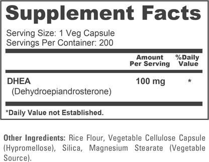 NusaPure DHEA 100mg 200 Vegie Capsules (Vegetarian, Non-GM)