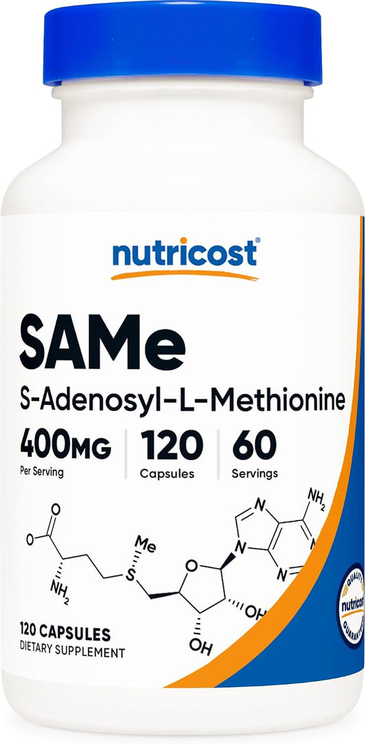 Nutricost SAM-e (S-Adenosyl-L-Methionine) 400mg Per Serving, 120 Capsules (60 Servings) – Image 1